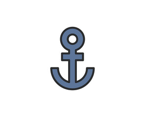 Anchor flat icon. Thin line signs for design logo, visit card, etc. Single high-quality outline symbol for web design or mobile app. Marketing outline pictogram.