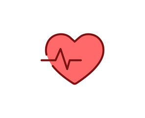 Heart flat icon. Thin line signs for design logo, visit card, etc. Single high-quality outline symbol for web design or mobile app. Medical outline pictogram.