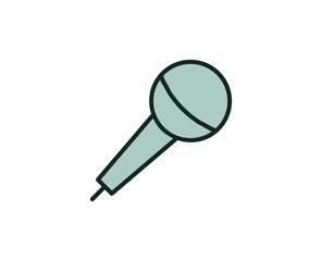 Microphone flat icon. Thin line signs for design logo, visit card, etc. Single high-quality outline symbol for web design or mobile app. Sign outline pictogram.