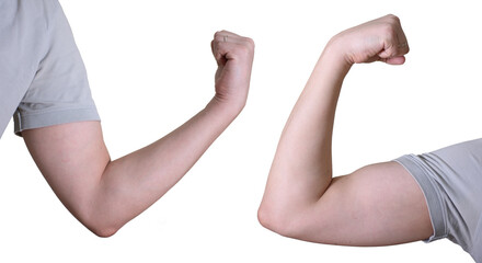 sum 2 photo of biceps on white background