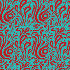 Seamless texture with an image of ethnic red pattern on a blue background