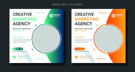 Digital marketing and corporate social media post banner and square corporate flyer template