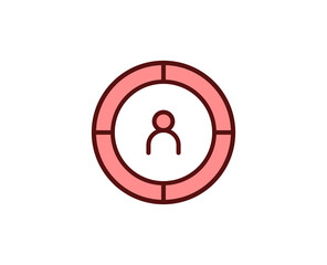 Target flat icon. Thin line signs for design logo, visit card, etc. Single high-quality outline symbol for web design or mobile app. Marketing outline pictogram.