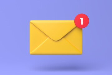 Email notification icon 3d render illustration