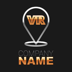 Line Virtual reality icon isolated on black background. Futuristic VR head-up display design. Colorful outline concept. Vector