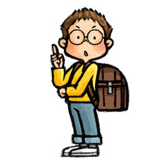 ランドセルのメガネの男の子