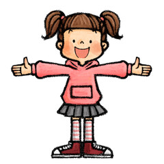 両手を広げる女の子