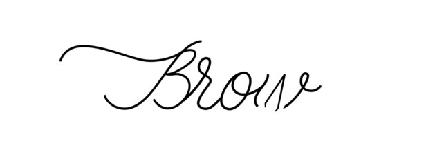 Brow. Hand drawn lettering logo with illustration eyebrow tweezers . Minimalizm design for greeting card, poster, T shirt, banner, print invitation