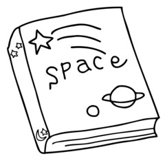 宇宙の本の線画イラスト