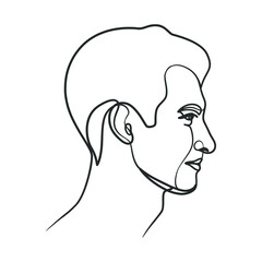 Continuous line art drawing of man face. Hand drawn minimalist style
