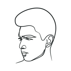 Continuous line art drawing of man face. Hand drawn minimalist style