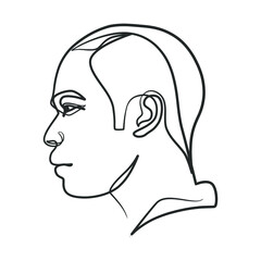 Continuous line art drawing of man face. Hand drawn minimalist style