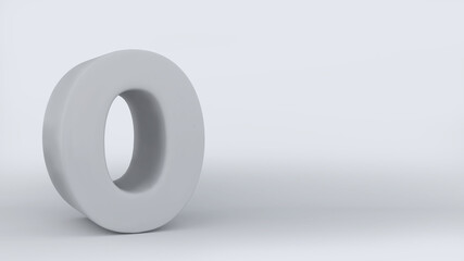 The number zero on a white background,0,3d rendering