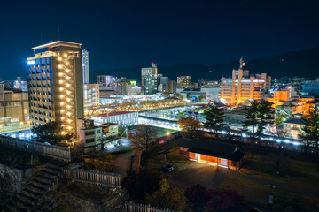 Fototapeta na wymiar 山梨県甲府市 甲府城跡から眺める甲府市の夜景