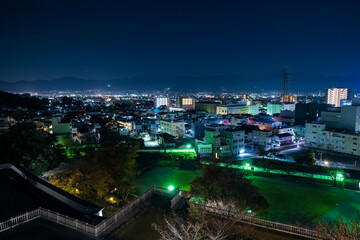 山梨県甲府市 甲府城跡から眺める甲府市の夜景