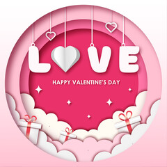 Valentine's day card in paper cut style