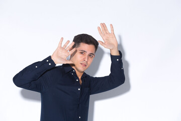 Young boy photographed in studio with expressions