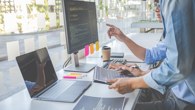 Programmer working in a software development and coding technologies. Website design. Technology concept.