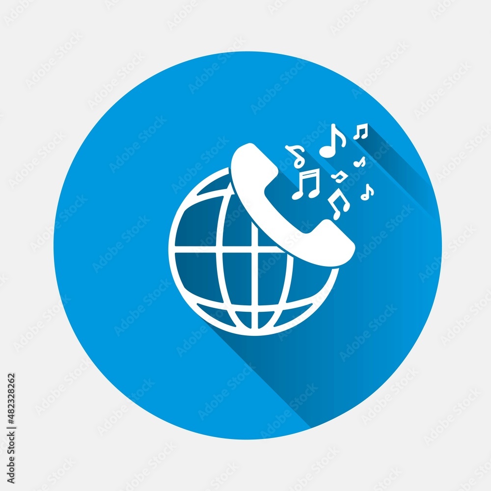 Poster voice alert vector icon on blue background. flat image with long shadow. layers grouped for easy edi