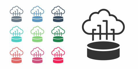 Black Network cloud connection icon isolated on white background. Social technology. Cloud computing concept. Set icons colorful. Vector
