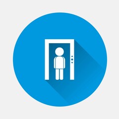 Elevator vector icon on blue background. Flat image with long shadow. Layers grouped for easy editing illustration. For your design.