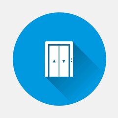 Elevator vector icon on blue background. Flat image with long shadow. Layers grouped for easy editing illustration. For your design.