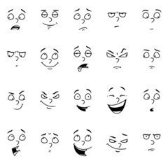 Cartoon face emotions set