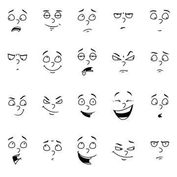 Cartoon face emotions set