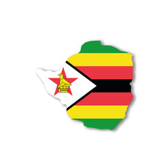 Zimbabwe national flag in a shape of country map - obrazy, fototapety, plakaty