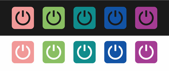 Fototapeta premium Set Power button icon isolated on black and white background. Start sign. Vector