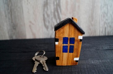 house key on wooden background