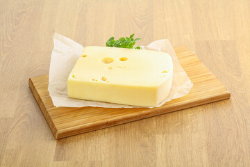 Maasdam cheese over the board