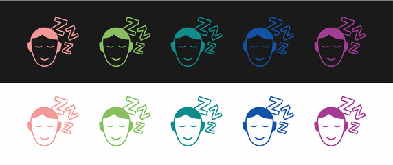 Set Dreams icon isolated on black and white background. Sleep, rest, dream concept. Resting time and comfortable relaxation. Vector