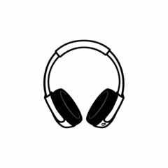 Headphones earphones flat icon. Headset silhouette