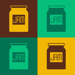 Pop art Jam jar icon isolated on color background. Vector