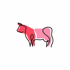 One line cow design silhouette.Hand drawn minimalism style vector illustration
