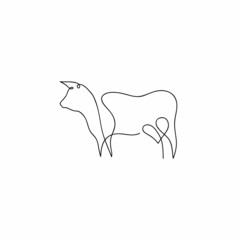 One line cow design silhouette.Hand drawn minimalism style vector illustration