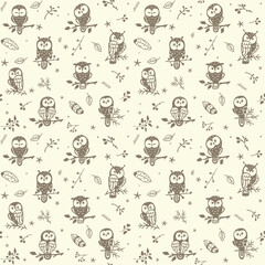 owl seamless background