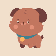 Cute puppy vector cartoon character isolated on background.