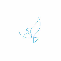 One line dove flies design silhouette.Hand drawn minimalism style vector illustration