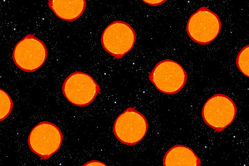 Solar, Sol, Star. Abstract pattern. Background with elements of geometric shapes. Geometric ornament. A kaleidoscope consisting of mandalas. Symmetry wallpaper.