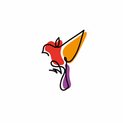 One line sparrow flies design silhouette.Hand drawn minimalism style vector illustration