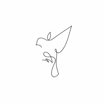 One line sparrow flies design silhouette.Hand drawn minimalism style vector illustration