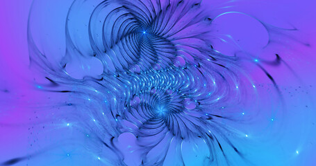 Obraz premium Abstract amazing background from colorful blue swirl shapes. Fantasy light background. Digital fractal art. 3d rendering.