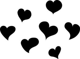 Vector set of hand-drawn hearts on a white background.