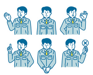 Pose set for men in work clothes