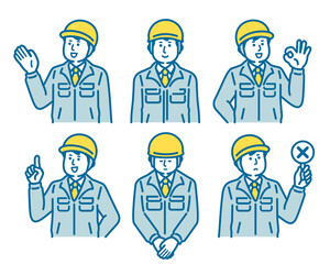 Pose set for men in work clothes