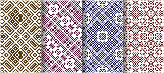 Collection of seamless ornamental line pattern