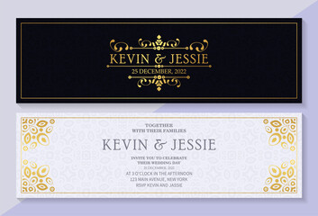 Luxury vintage golden vector invitation card template
