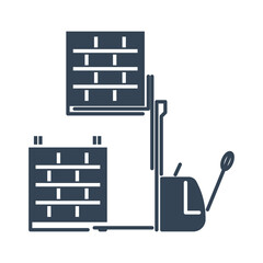 Vector black icon warehouse, freight terminal, forklift stacker